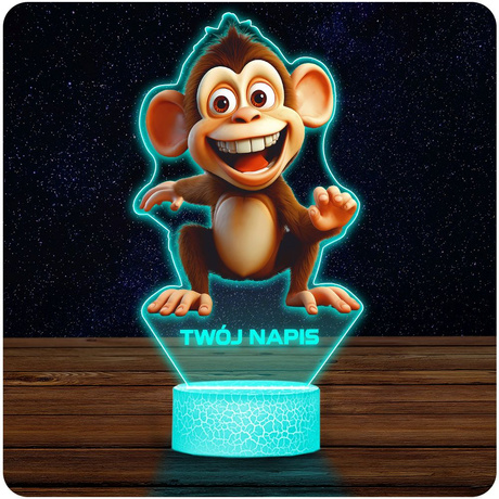 LAMPKA NOCNA LED 3D z imieniem SŁODKA MAŁPKA MAŁPA prezent dla dziecka URODZINY statuetka + pilot