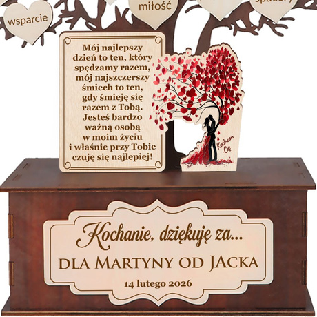 PREZENT NA WALENTYNKI DLA DZIEWCZYNY CHŁOPAKA STATUETKA SERCE DRZEWKO