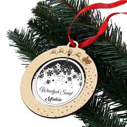 Drewniano - akrylowa bombka na choinkę z imieniem