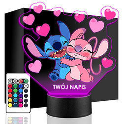 LAMPKA NOCNA LED Lilo i Stich Angel 3D + PILOT prezent dziecka URODZINY