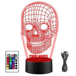 LAMPKA NOCNA LED CZACHA CZASZKA + PILOT prezent URODZINY statuetka