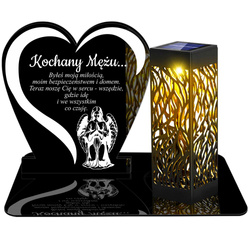 ZNICZ SOLARNY LED WIECZNY PODSTAWKA NA CMENTARZ GRÓB lampka Napis Serce 3D DLA MĘŻA