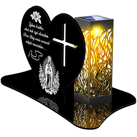 ZNICZ SOLARNY LED WIECZNY PODSTAWKA NA CMENTARZ GRÓB lampka Serce 3D 