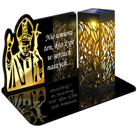 ZNICZ SOLARNY LED WIECZNY PODSTAWKA NA CMENTARZ GRÓB lampka Papież 3D
