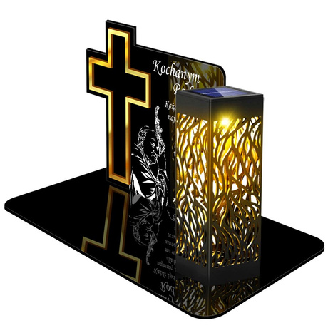 ZNICZ SOLARNY LED WIECZNY PODSTAWKA NA CMENTARZ GRÓB lampka Krzyż 3D DLA RODZICÓW