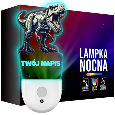 Lampka Nocna LED dla Dziecka DINOZAUR T-REX kontaktu gniazdka CZUJNIK