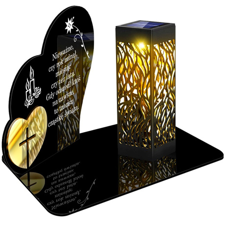 ZNICZ SOLARNY LED WIECZNY PODSTAWKA NA CMENTARZ GRÓB lampka Serce 3D