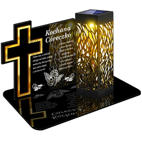 ZNICZ SOLARNY LED WIECZNY PODSTAWKA NA CMENTARZ GRÓB lampka Krzyż 3D DLA CÓRKI 