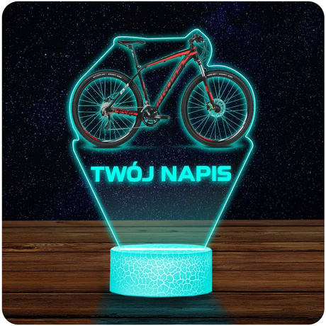 LAMPKA NOCNA LED 3D Rower Górski Dla Rowerzysty prezent dla dziecka URODZINY statuetka + pilot