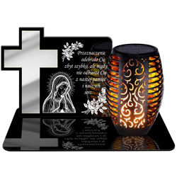 ZNICZ SOLARNY LED WIECZNY PODSTAWKA NA CMENTARZ GRÓB Krzyż EFEKT PŁOMIENIA