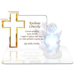 ZNICZ LED GRÓB Dziecka Córki Syna ANIOŁEK PODSTAWKA NA CMENTARZ BIAŁY ANIOŁ