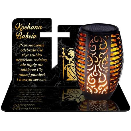 ZNICZ SOLARNY LED WIECZNY PODSTAWKA NA CMENTARZ GRÓB Aniołek EFEKT PŁOMIENIA DLA BABCI