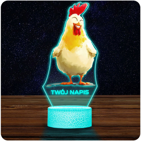 LAMPKA NOCNA LED 3D Kogut Kura Kurka dla Rolnika prezent dla dziecka URODZINY statuetka + pilot
