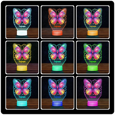 LAMPKA NOCNA LED 3D MOTYL MOTYLEK prezent dziecka URODZINY statuetka