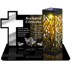 ZNICZ SOLARNY LED WIECZNY PODSTAWKA NA CMENTARZ GRÓB lampka Krzyż 3D DLA CÓRKI