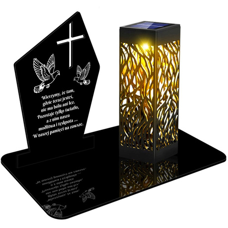 ZNICZ SOLARNY LED WIECZNY PODSTAWKA NA CMENTARZ GRÓB lampka Krzyż 3D