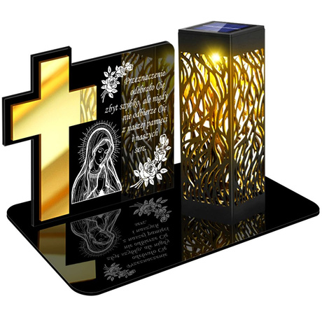 ZNICZ SOLARNY LED WIECZNY PODSTAWKA NA CMENTARZ GRÓB lampka Krzyż 3D