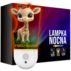 Lampka Nocna LED dla Dziecka ŻYRAFA ZWIERZĘ ZOO kontaktu gniazdka CZUJNIK