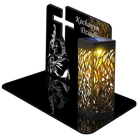 ZNICZ SOLARNY LED WIECZNY PODSTAWKA NA CMENTARZ GRÓB lampka Krzyż 3D DLA DZIADKÓW