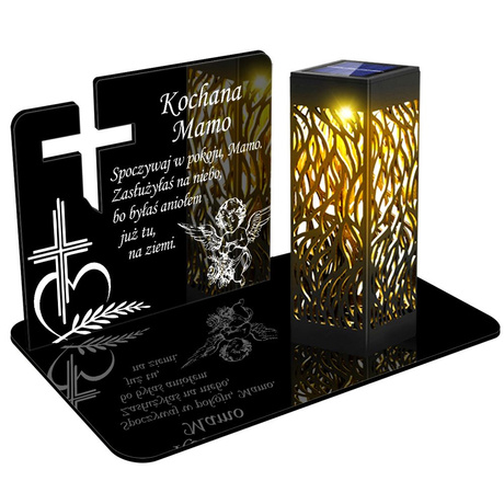 ZNICZ SOLARNY LED WIECZNY PODSTAWKA NA CMENTARZ GRÓB lampka Krzyż 3D DLA MAMY