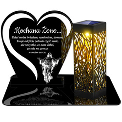 ZNICZ SOLARNY LED WIECZNY PODSTAWKA NA CMENTARZ GRÓB lampka Napis Serce 3D DLA ŻONY