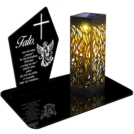 ZNICZ SOLARNY LED WIECZNY PODSTAWKA NA CMENTARZ GRÓB lampka Krzyż 3D dla Taty