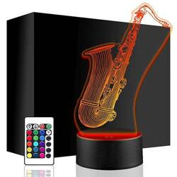 LAMPKA NOCNA LED SAKSOFON INSTRUMENT 3D + PILOT prezent URODZINY statuetka
