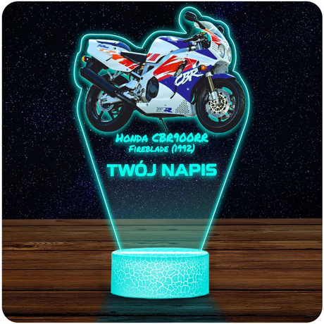 LAMPKA NOCNA LED 3D Motor Ścigacz Honda CBR 900RR prezent dla dziecka URODZINY statuetka + pilot