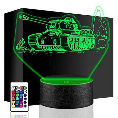 LAMPKA NOCNA LED CZOŁG ARMIA ARMATA 3D + PILOT prezent URODZINY statuetka