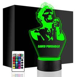 LAMPKA NOCNA LED DAWID PODSIADŁO 3D + PILOT prezent URODZINY statuetka