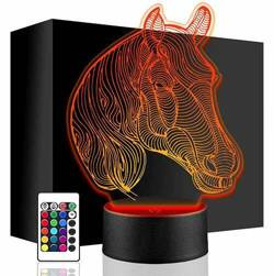 LAMPKA NOCNA LED GŁOWA KONIA ZWIERZĘ 3D + PILOT prezent URODZINY statuetka