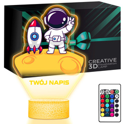 LAMPKA NOCNA LED 3D ASTRONAUTA RAKIETA prezent dziecka URODZINY statuetka