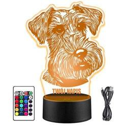 LAMPKA NOCNA LED PIES SZNAUCER PIESEK 3D + PILOT prezent URODZINY statuetka