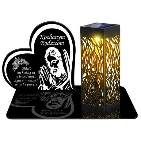 ZNICZ SOLARNY LED WIECZNY PODSTAWKA NA CMENTARZ GRÓB lampka Serce 3D DLA RODZICÓW