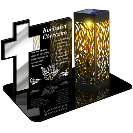 ZNICZ SOLARNY LED WIECZNY PODSTAWKA NA CMENTARZ GRÓB lampka Krzyż 3D DLA CÓRKI