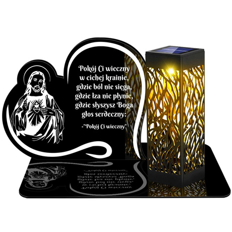 ZNICZ SOLARNY LED WIECZNY PODSTAWKA NA CMENTARZ GRÓB lampka Napis Serce 3D 
