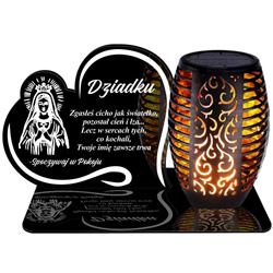 ZNICZ SOLARNY LED WIECZNY PODSTAWKA NA CMENTARZ GRÓB Serce EFEKT PŁOMIENIA DLA DZIADKA
