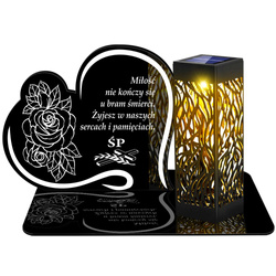 ZNICZ SOLARNY LED WIECZNY PODSTAWKA NA CMENTARZ GRÓB lampka Napis Serce 3D