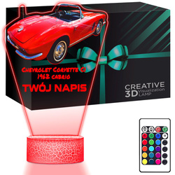 LAMPKA NOCNA LED 3D AUTO Chevrolet Corvette C1 prezent dla dziecka URODZINY statuetka + pilot