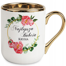 KUBEK DLA BABCI BIAŁY SUPER BABCIA NA PREZENT NA HERBATĘ KAWĘ Z IMIENIEM