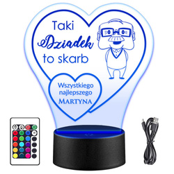 LAMPKA NOCNA LED prezent NA DZIEŃ DZIADKA DLA NIEGO SERCE SERCA UPOMINEK