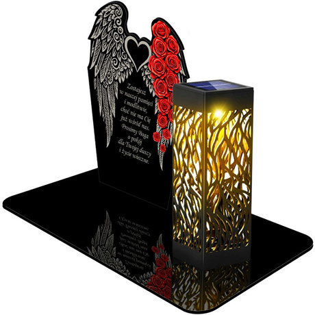 ZNICZ SOLARNY LED WIECZNY PODSTAWKA NA CMENTARZ GRÓB lampka Kwiaty 3D