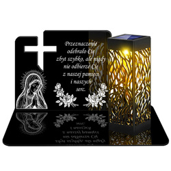 ZNICZ SOLARNY LED WIECZNY PODSTAWKA NA CMENTARZ GRÓB lampka Krzyż 3D