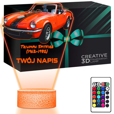 LAMPKA NOCNA LED 3D AUTO Triumph Spitfire prezent dla dziecka URODZINY statuetka + pilot
