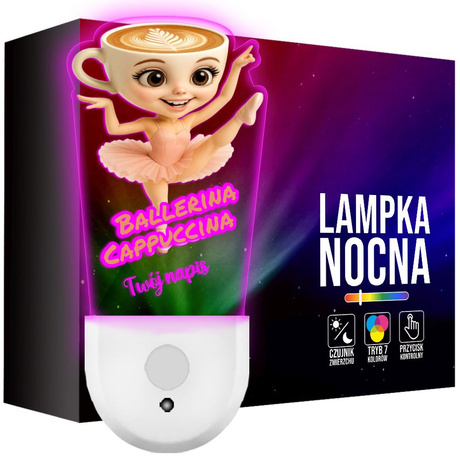 Lampka Nocna LED dla Dziecka Ballerina Cappuccina kontaktu gniazdka CZUJNIK