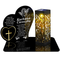 ZNICZ SOLARNY LED WIECZNY PODSTAWKA NA CMENTARZ GRÓB lampka Serce 3D DLA CÓRKI