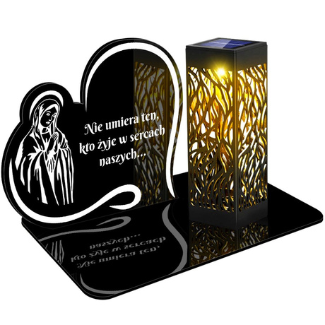ZNICZ SOLARNY LED WIECZNY PODSTAWKA NA CMENTARZ GRÓB lampka Napis Serce 3D