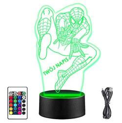 LAMPKA NOCNA LED SPIDERMAN BOHATER 3D + PILOT prezent URODZINY statuetka