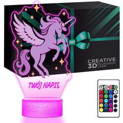Lampka Nocna LED 3D z Imieniem Jednorożec Prezent dla Dziewczynki Urodziny
