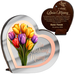 Dzień Matki Mamy prezent upominek OBRAZEK SERCE Kwiaty Z GRAWEREM statuetka